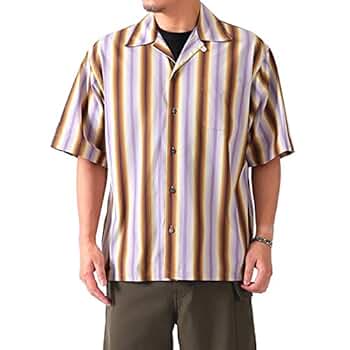 MARNI 半袖シャツ バイカラー　オープンカラーシャツ Amazon.co.jp: [Marni] マルニ ストライプ オープンカラーシャツ